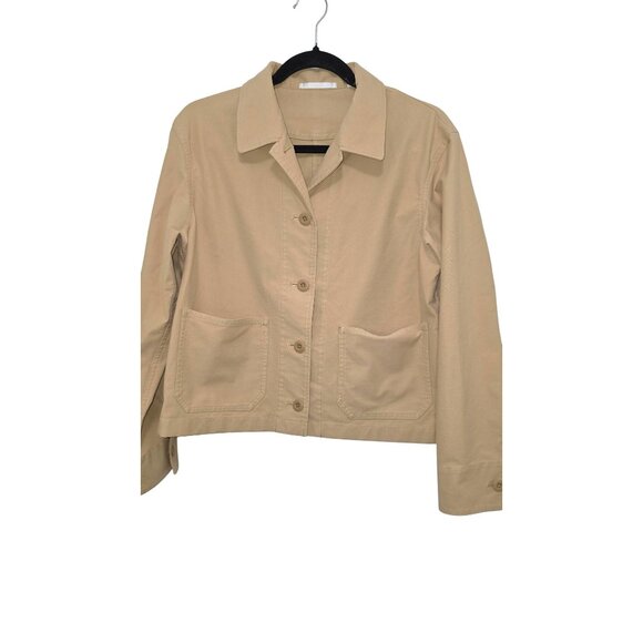 Uniqlo Women's Tan Button-Up Cotton Jacket Front Pockets Size S - Picture 1 of 8